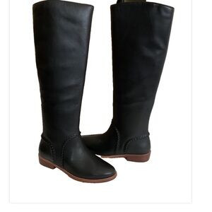 Clearance🎈UGG Gracen Whipstitch Tall Black Leather Boots New